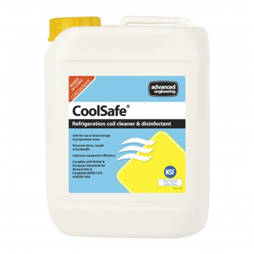 Advanced CoolSafe 5L NSF-approved refrigeration coil cleaner and disinfectant.