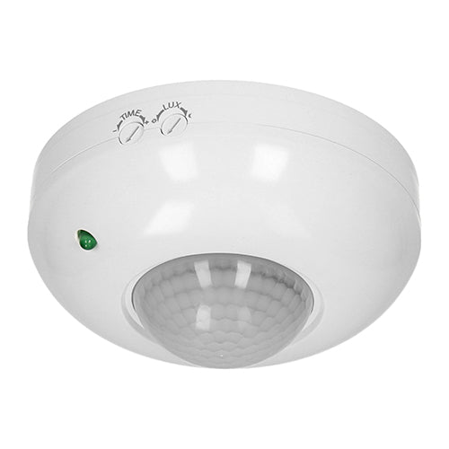 Generic 360-degree surface-mounted PIR motion sensor IP20 for 1200W resistive or 300W LED loads.