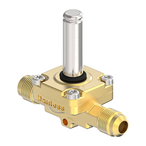Danfoss EVR 10 1/2-inch flare normally closed servo-operated solenoid valve body for refrigeration.