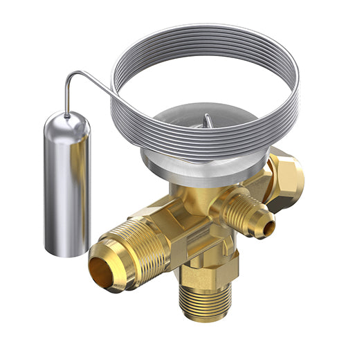 Danfoss TE 2 externally equalised thermostatic expansion valve with flare connections for R404A and R507A.