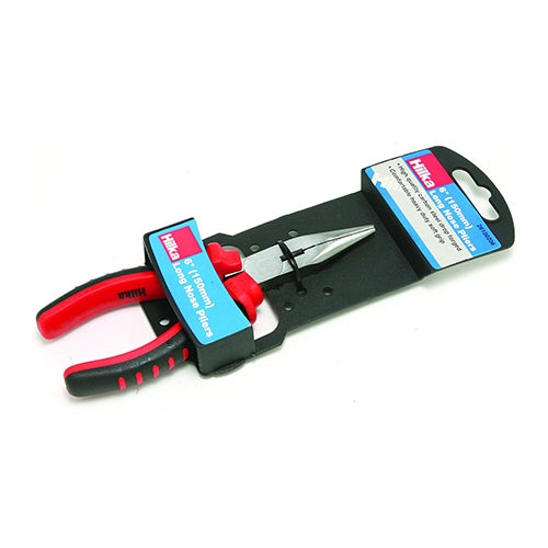 Hilka 150mm long nose pliers with dual-material soft grip handle.