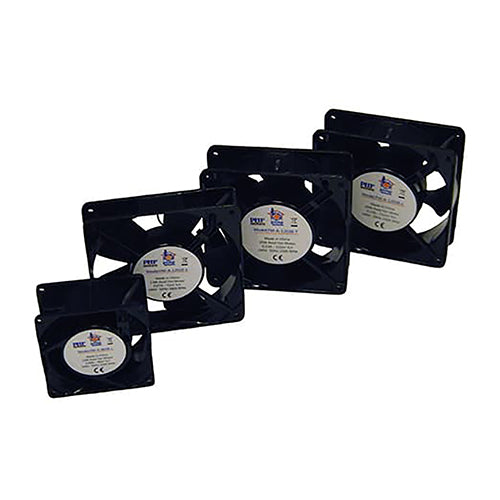 Pump House 120x120x38mm high-airflow axial fan motor for commercial refrigeration.