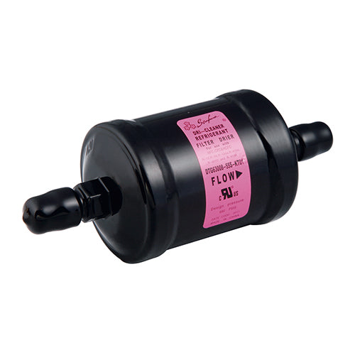 Sanhua 1/4-inch solder uniflow liquid line filter drier with 100% molecular sieve block core.