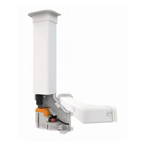 Sauermann Delta Pack 20L/h condensate pump concealed in white trunking elbow.