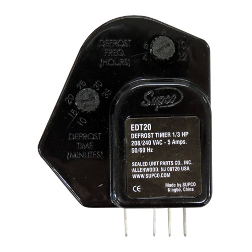 Supco EDT20 universal electronic defrost timer 208/240V for refrigeration systems.