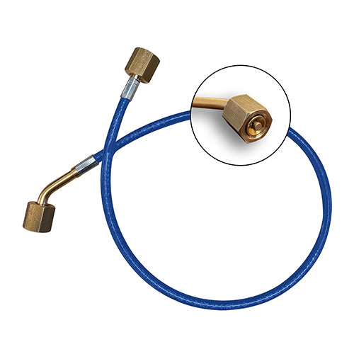 Generic 600mm blue thermoplastic capillary pressure hose with straight to 90-degree elbow fittings for HVAC.